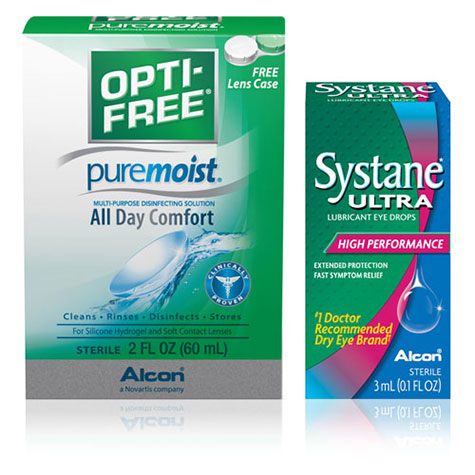 Alcon Opti-Free and Systane Boxes